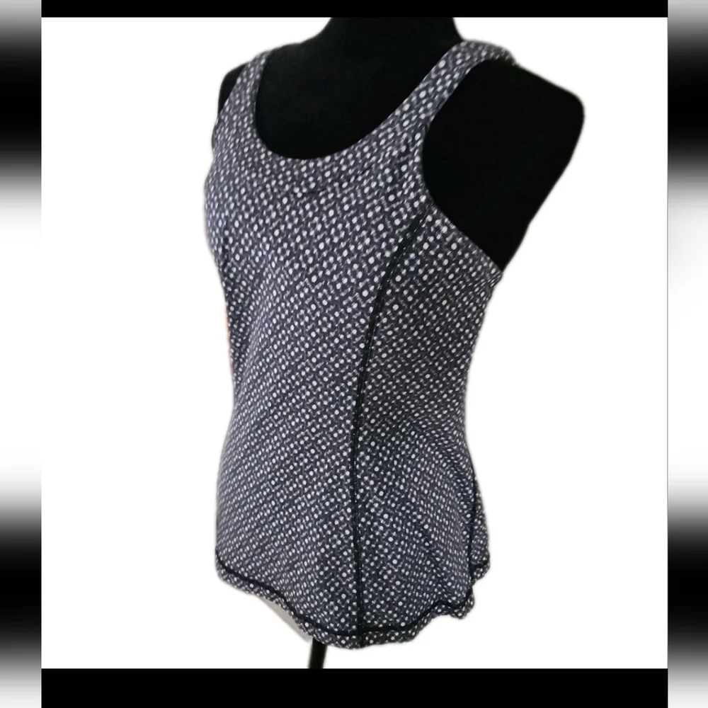 Lululemon Womens Black And White Geometric Print Strappy Back Enhearten Tank 8